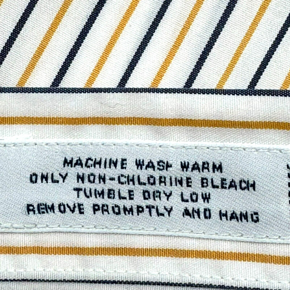 BROOKS BROTHERS Men's Large Supima Cotton Button Down White Yellow Striped Shirt - Picture 6 of 11